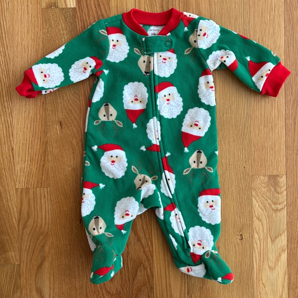 Newborn Carter’s Christmas Santa Fleece Footies Pajamas